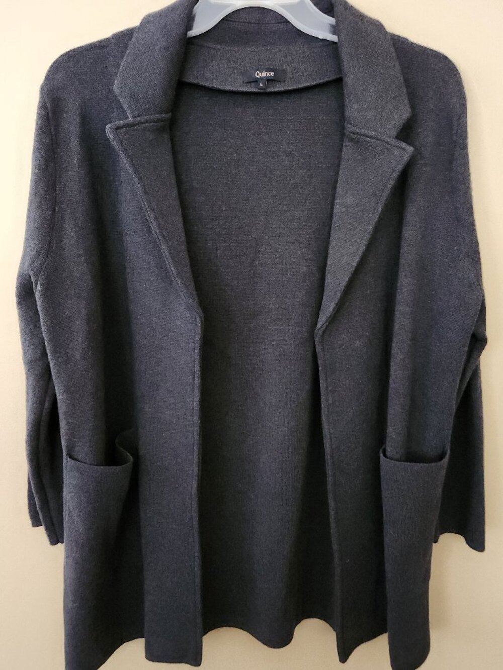 Quince Organic Cotton Knit Blazer Charcoal Gray Large